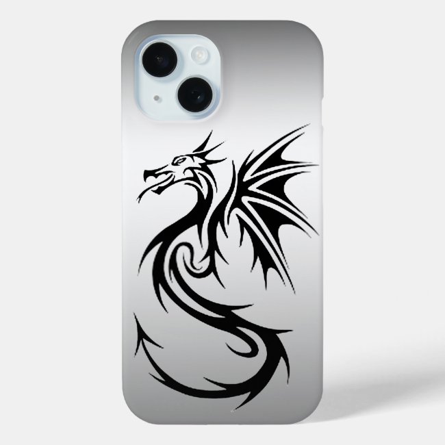 Black and Silver Dragon iPhone 15 Case
