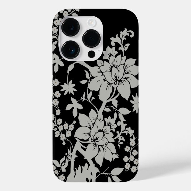 Black and silver dust floral pattern Case-Mate iPhone case (Back)