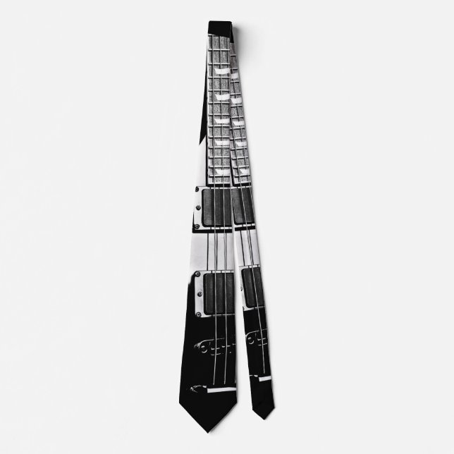 Black and Silver Electric Guitar Music Tie (Front)
