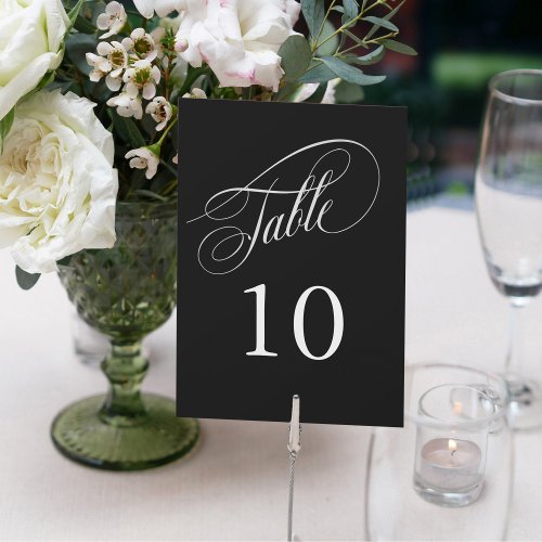 Black and Silver Elegant Calligraphy Table Numbers