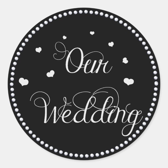 Black and Silver Faux Glitter Wedding Sticker (Front)