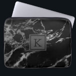 Black and silver faux marble laptop sleeve<br><div class="desc">Modern trendy black and silver faux marble texture.</div>