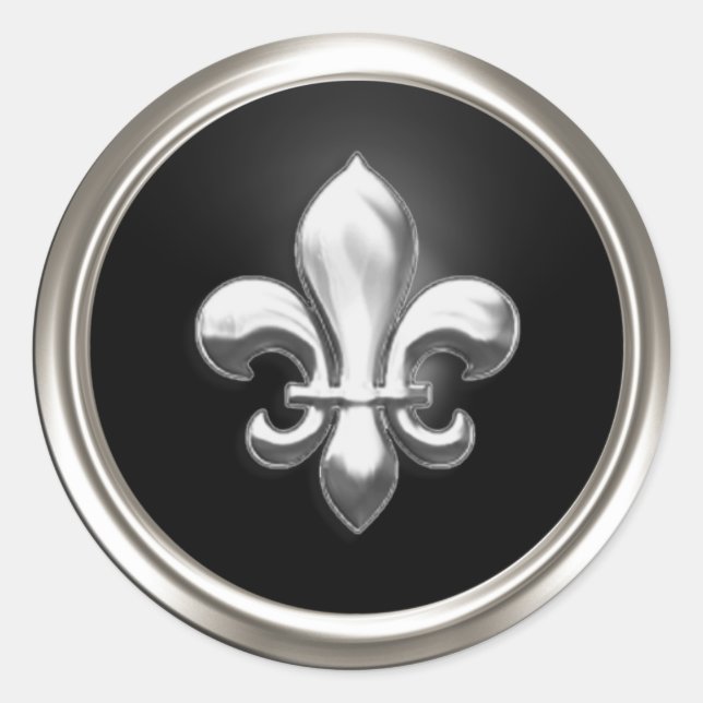 Black and Silver  Fleur de Lis Envelope Seal (Front)