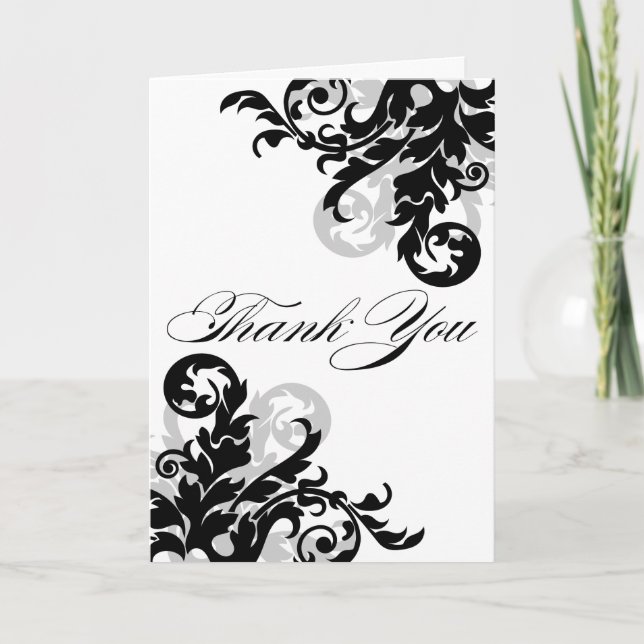Black and Silver Flourish Thank You (Front)