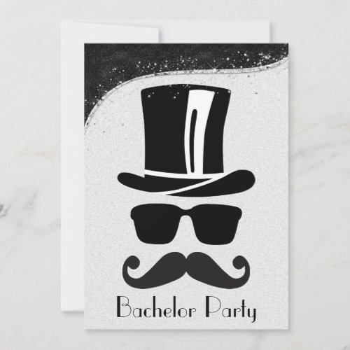 Black and Silver Gay Bachelor Party Invitation