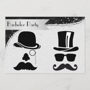 Black and Silver Gay Bachelor Party Invitation