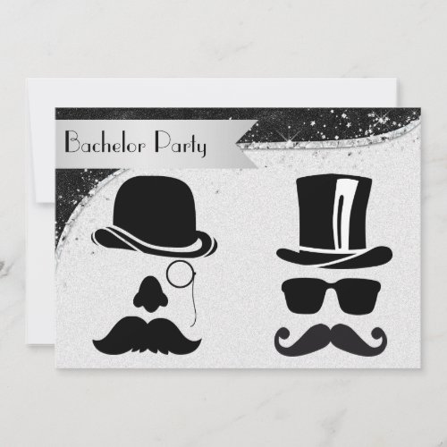 Black and Silver Gay Bachelor Party Invitation