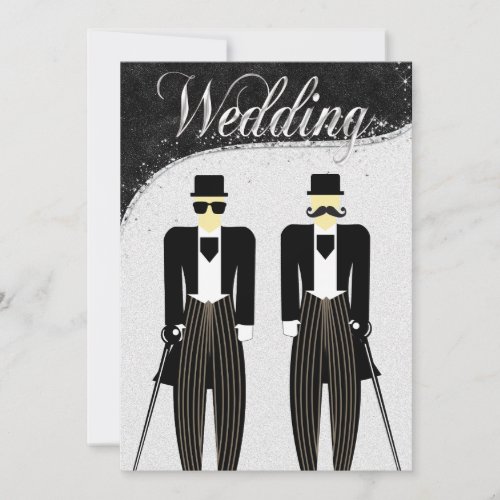 Black and Silver Gay Wedding Invitation