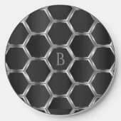 Black and silver geometric shapes pattern wireless charger  (Front)