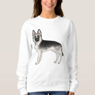 Black And Silver German Shepherd Cute Cartoon Dog Sweatshirt
