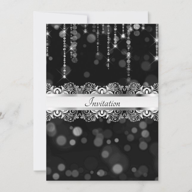 Black and Silver Glam Party Template (Front)