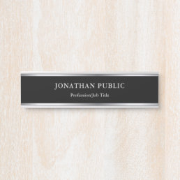 Black And Silver Glamour Professional Modern Chic Door Sign