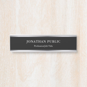 Black And Silver Glamour Professional Modern Chic Door Sign