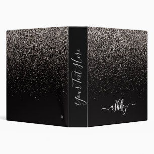 Black and Silver Glitter 3 Ring Binder