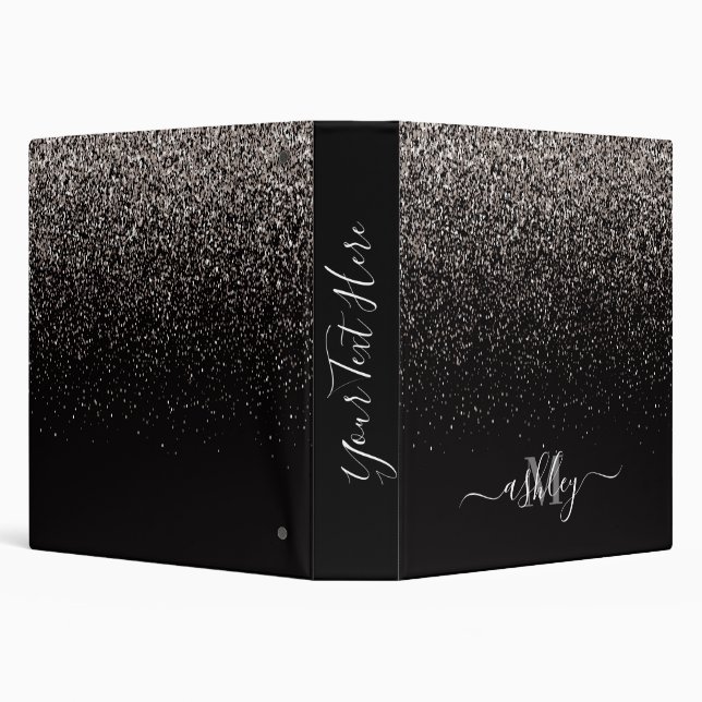 Black and Silver Glitter 3 Ring Binder (Background)