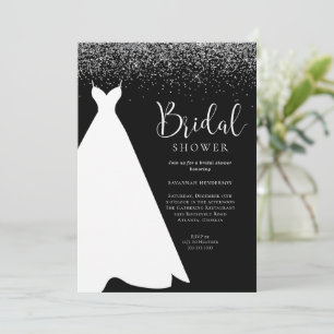 Black and Silver Glitter Bridal Shower Invitation