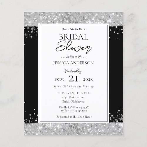 Black and Silver Glitter Bridal Shower Invitation