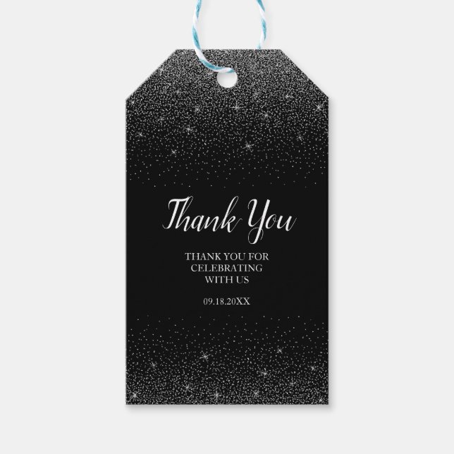Black and Silver Glitter Gift Tags (Front)
