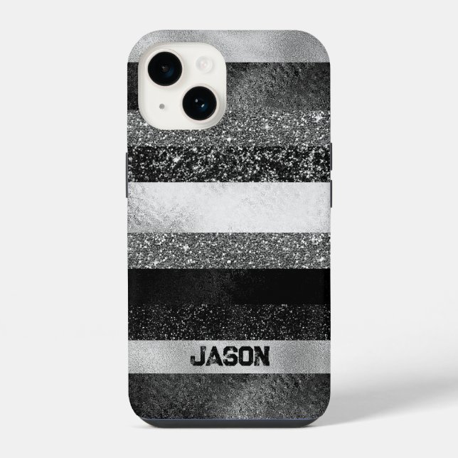 Black and Silver Glitter  Iphone Case (Back)