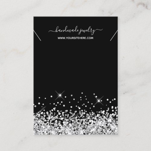 Black and Silver Glitter Necklace Display Business Card