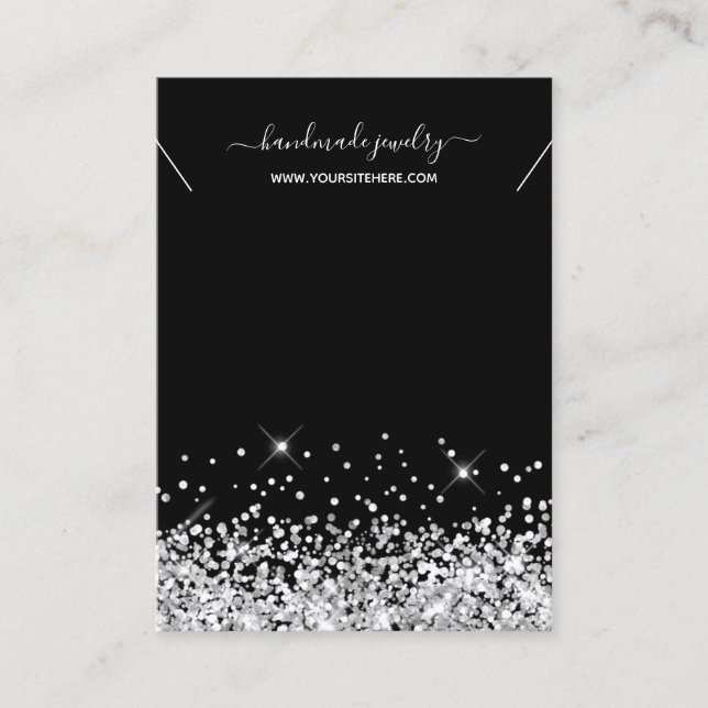 Black and Silver Glitter Necklace Display Business Card (Front)