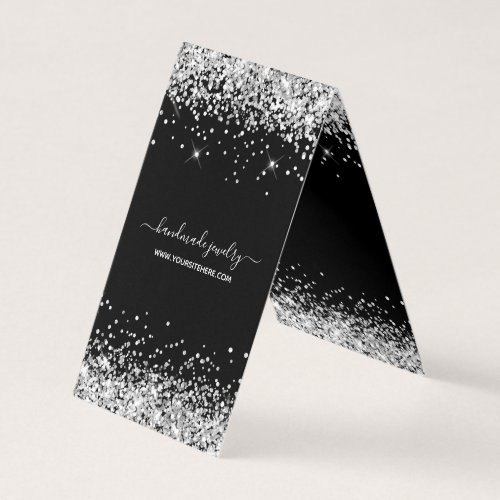 Black and Silver Glitter Necklace Display Cards