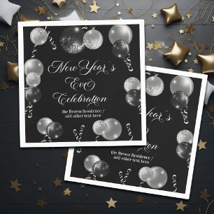Black and Silver Glitter New Year's Eve Party Napkins