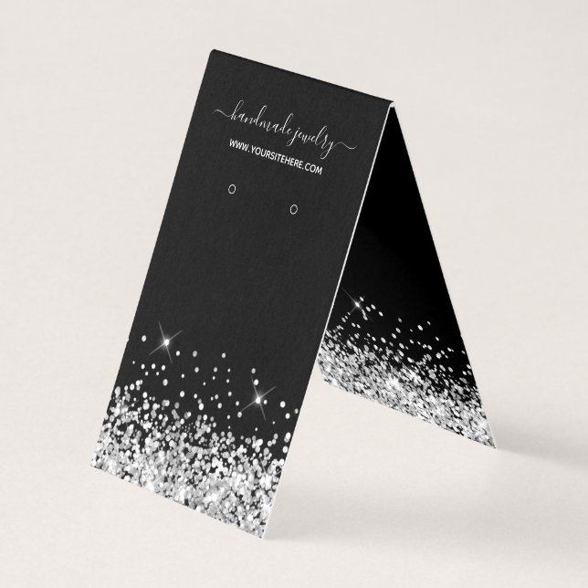 Black and Silver Glitter Signature Earring Display (Front)
