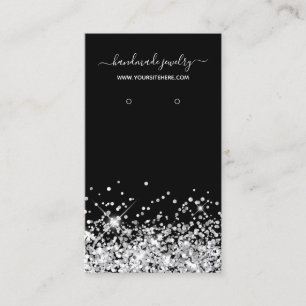 Black and Silver Glitter Signature Earring Display Business Card