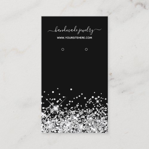 Black and Silver Glitter Signature Earring Display Business Card