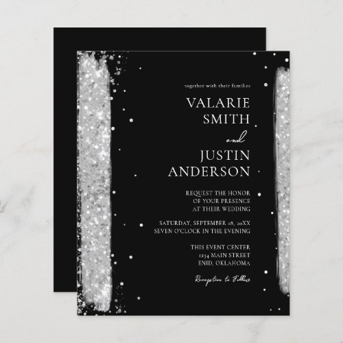 Black and Silver Glitter Wedding Invitation