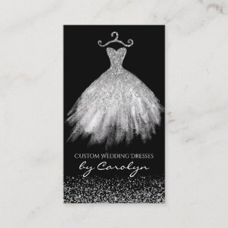 Black and Silver Glittery Seamstress Business Card