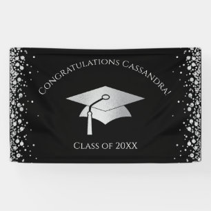 Black and Silver Graduation Banner
