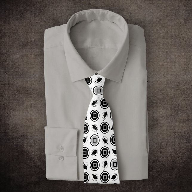 Black and Silver Graduation Cap Pattern Neck Tie (Creator Uploaded)