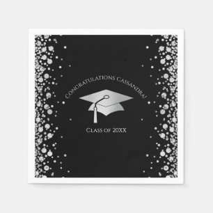 Black and Silver Graduation Napkins