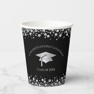 Black and Silver Graduation Paper Cups