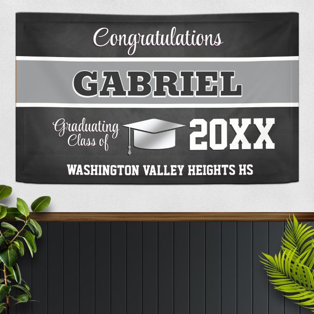 Black and Silver Graduation Party Banner (Creator Uploaded)