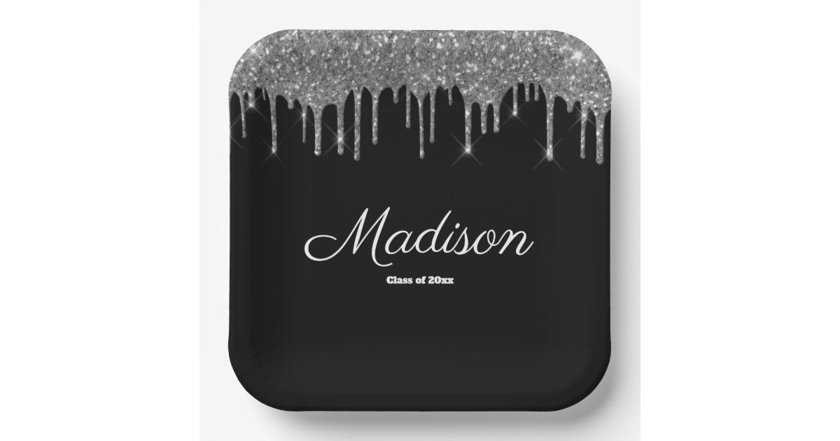 Black and Silver Graduation Party Class of 2024 Paper Plates | Zazzle