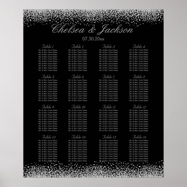 Black and Silver Gray - 16 Seating Chart (Front)
