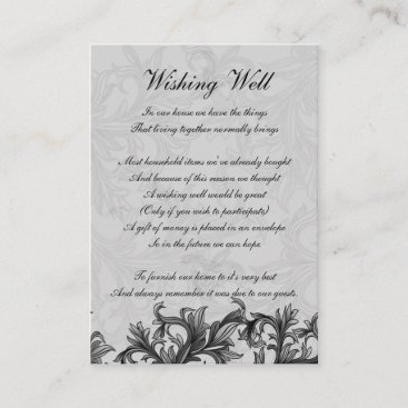 black and Silver Gray Flourish Wedding Enclosure Card