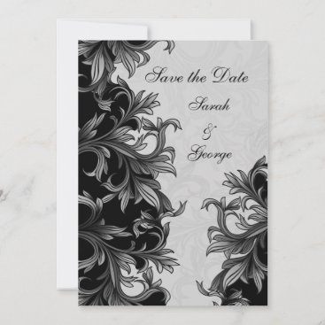 black and Silver Gray Flourish Wedding Save The Date