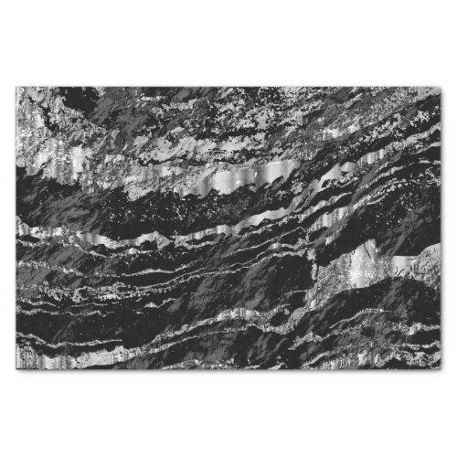 Black and Silver Gray Marble Design Tissue Paper