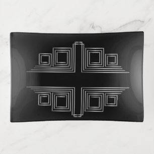 Black And Silver Great Gatsby Roaring 20s Era Trinket Tray