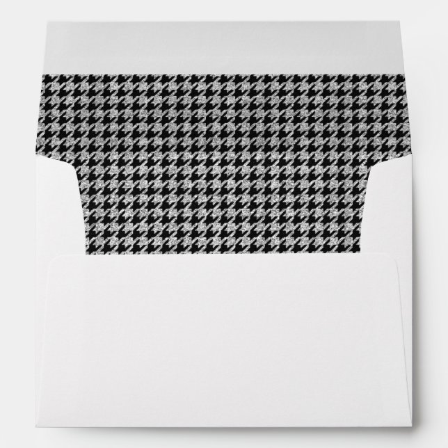 Black and Silver Herringbone Lined Wedding Envelop Envelope (Back (Bottom))