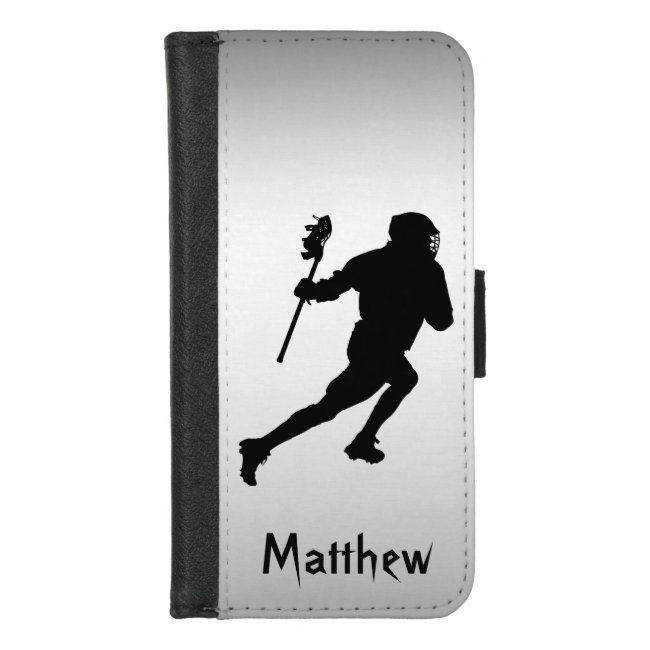 Black and Silver Lacrosse iPhone 8/7 Wallet Case