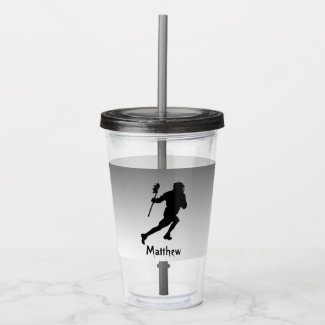 Black and Silver Lacrosse Sports Acrylic Tumbler