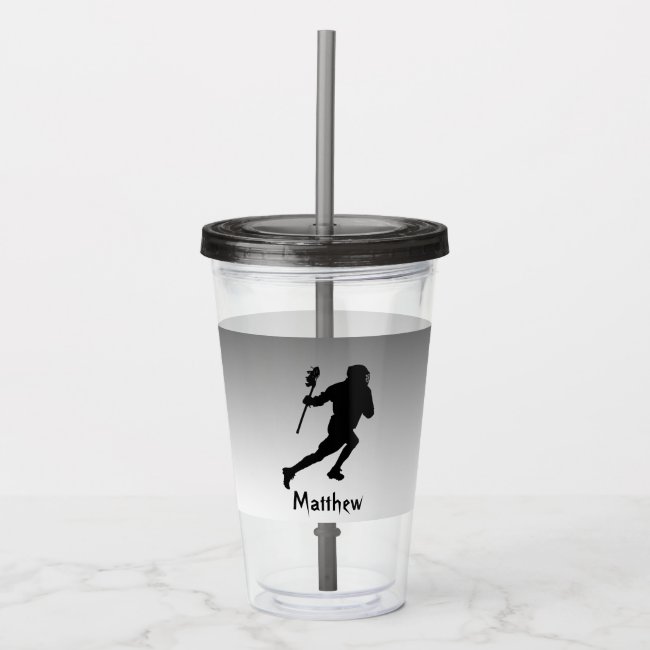 Black and Silver Lacrosse Sports Acrylic Tumbler