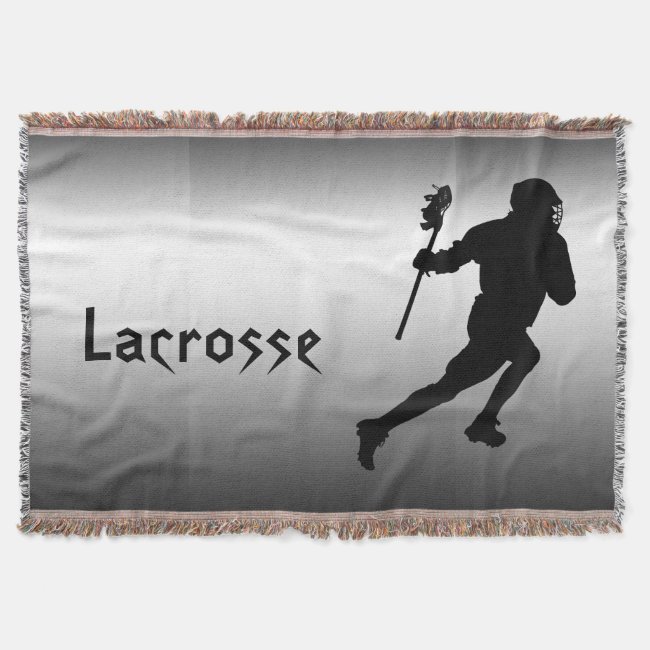Black and Silver Lacrosse Sports Throw Blanket