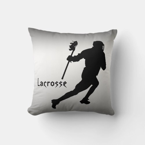 Black and Silver Lacrosse Sports Throw Pillow