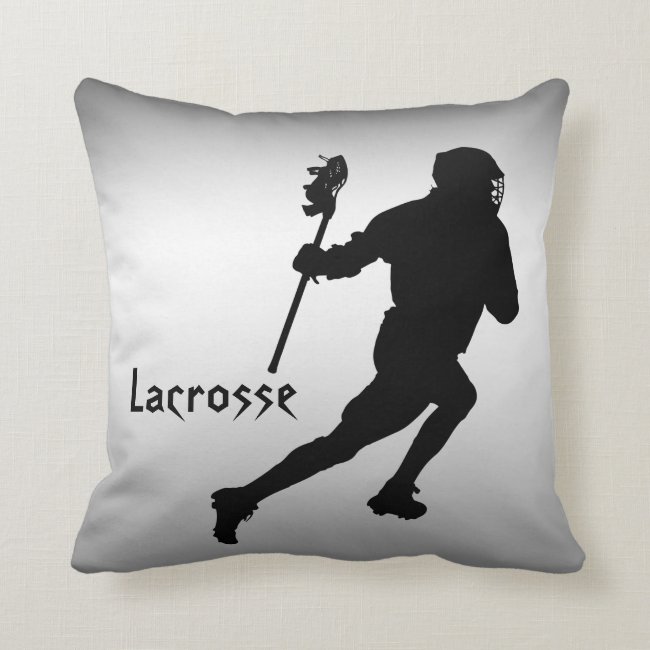 Black and Silver Lacrosse Sports Throw Pillow